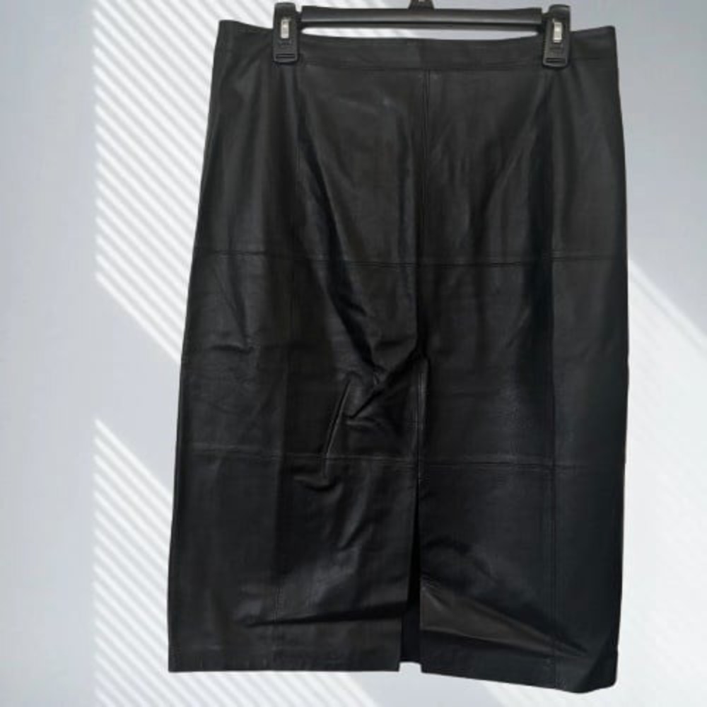 White House Black Market‎ Women's  Leather Skirt 10 NWT 100% Leather Black $300
